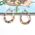 Joyería de arete de gancho de patrón de tortoishell personalizado para mujeres anillo de oído de acetato de moda iridiscente